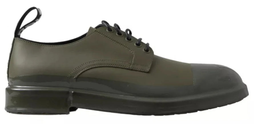 Dolce &amp; Gabbana Green Leather Rubber Sole Dress Shoes