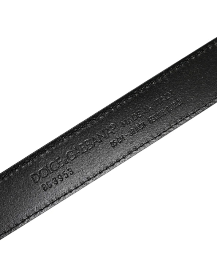 Dolce &amp; Gabbana Green Leather Silver Tone Metal Buckle Belt
