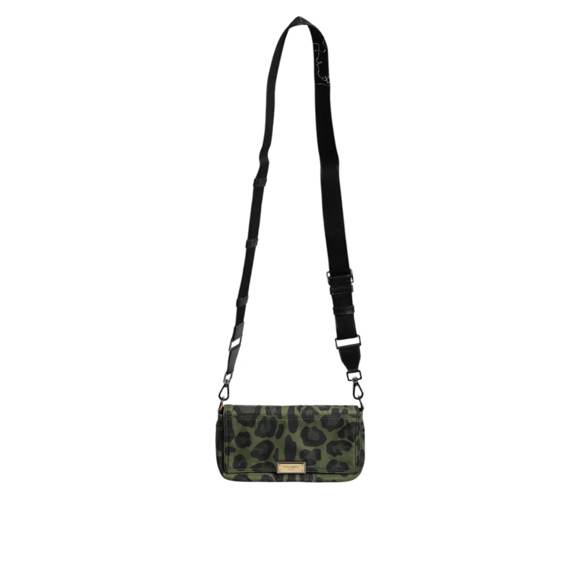 Dolce & Gabbana Green Leopard Print Messenger Bag Made in Italy