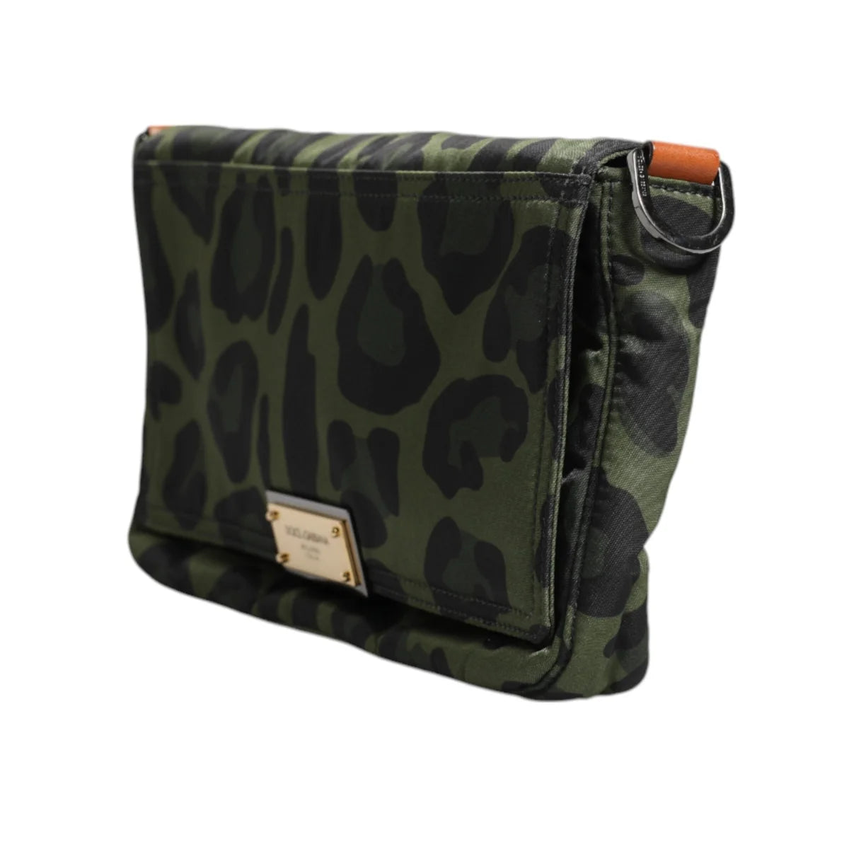 Dolce & Gabbana Green Leopard Print Messenger Bag Made in Italy