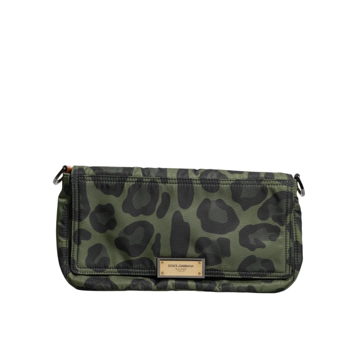 Dolce & Gabbana Green Leopard Print Messenger Bag Made in Italy