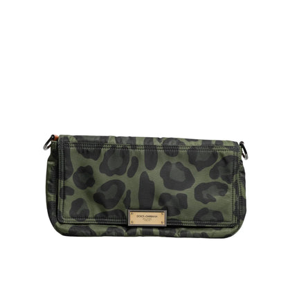 Dolce & Gabbana Green Leopard Print Messenger Bag Made in Italy