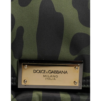 Dolce & Gabbana Green Leopard Print Messenger Bag Made in Italy