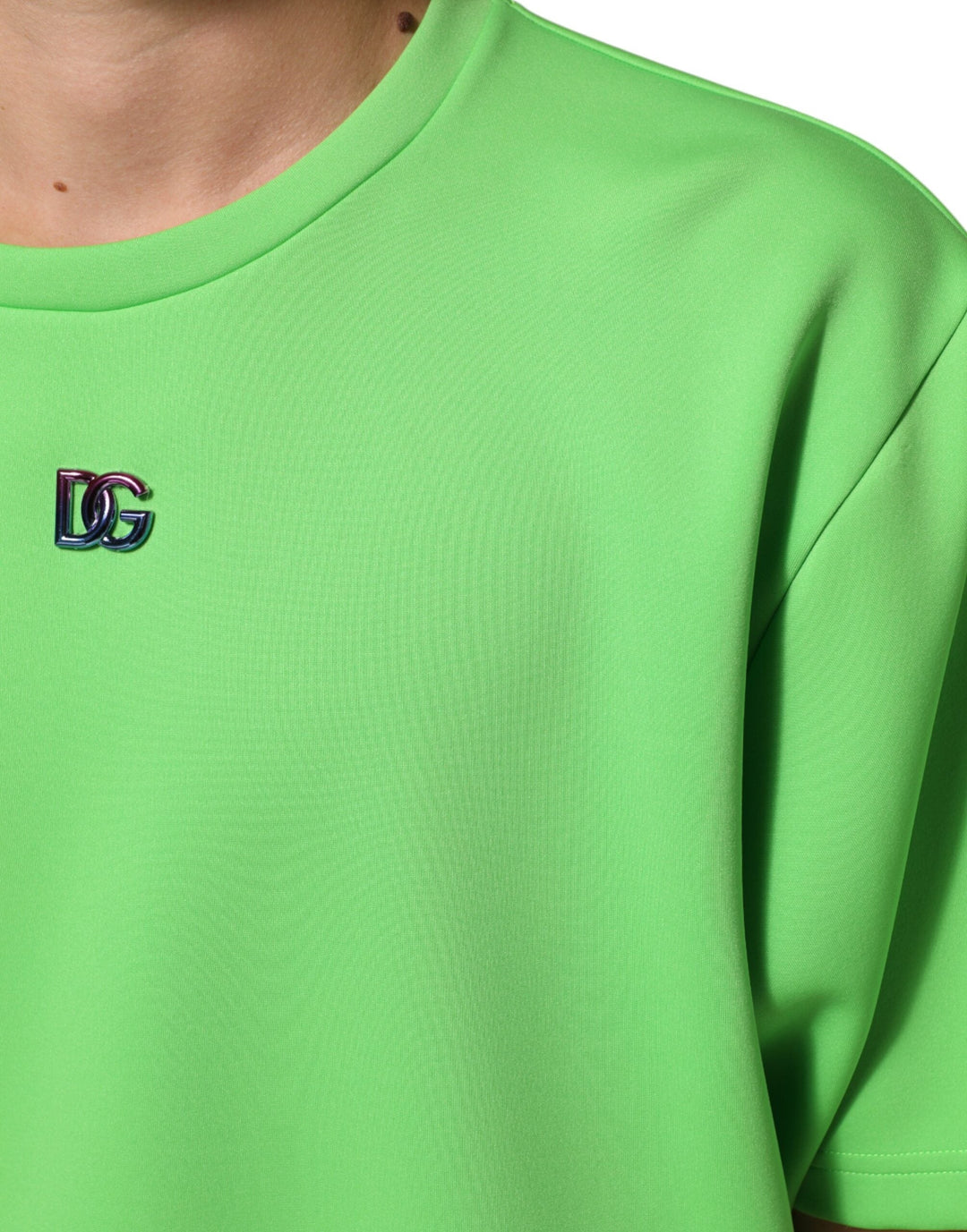 Dolce &amp; Gabbana Green Logo Crew Neck Short Sleeves T-shirt