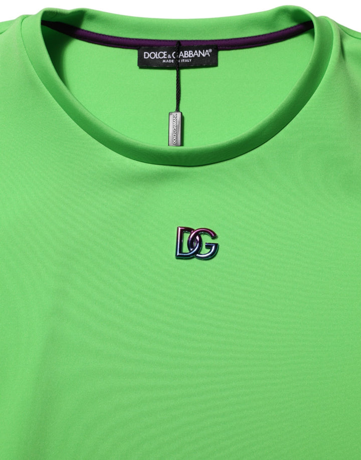 Dolce &amp; Gabbana Green Logo Crew Neck Short Sleeves T-shirt