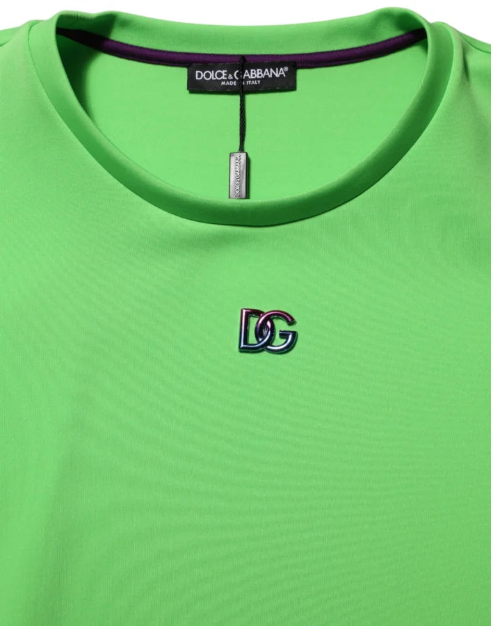 Dolce &amp; Gabbana Green Logo Crew Neck Short Sleeves T-shirt