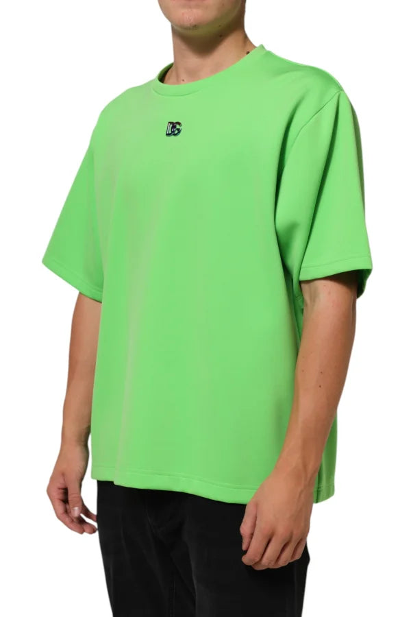 Dolce &amp; Gabbana Green Logo Crew Neck Short Sleeves T-shirt