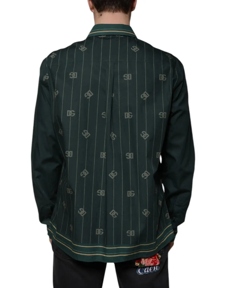 Dolce &amp; Gabbana Green Logo Long Sleeve MARTINI Casual Shirt