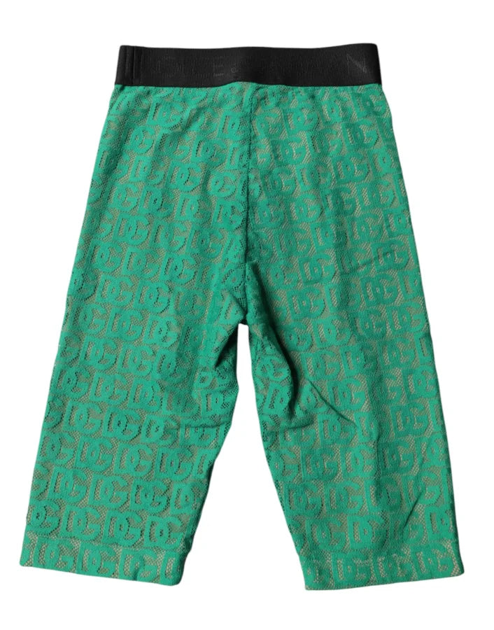 Dolce &amp; Gabbana Green Logo Monogram Cropped Tights Underwear