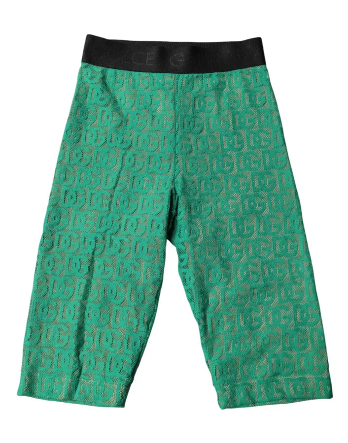 Dolce &amp; Gabbana Green Logo Monogram Cropped Tights Underwear