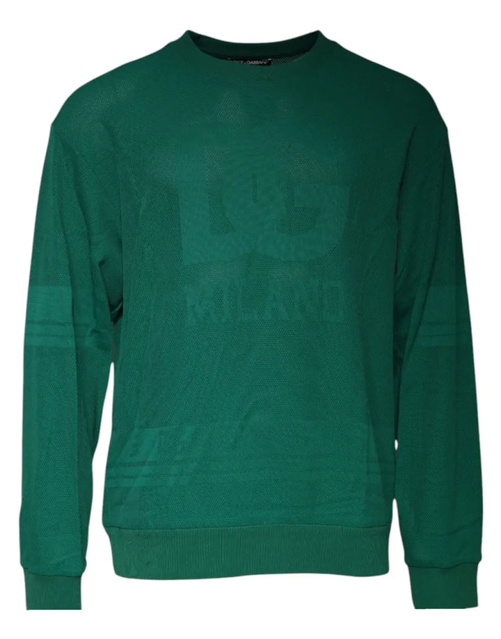 Dolce &amp; Gabbana Green Logo Nylon Crew Neck Pullover Sweater