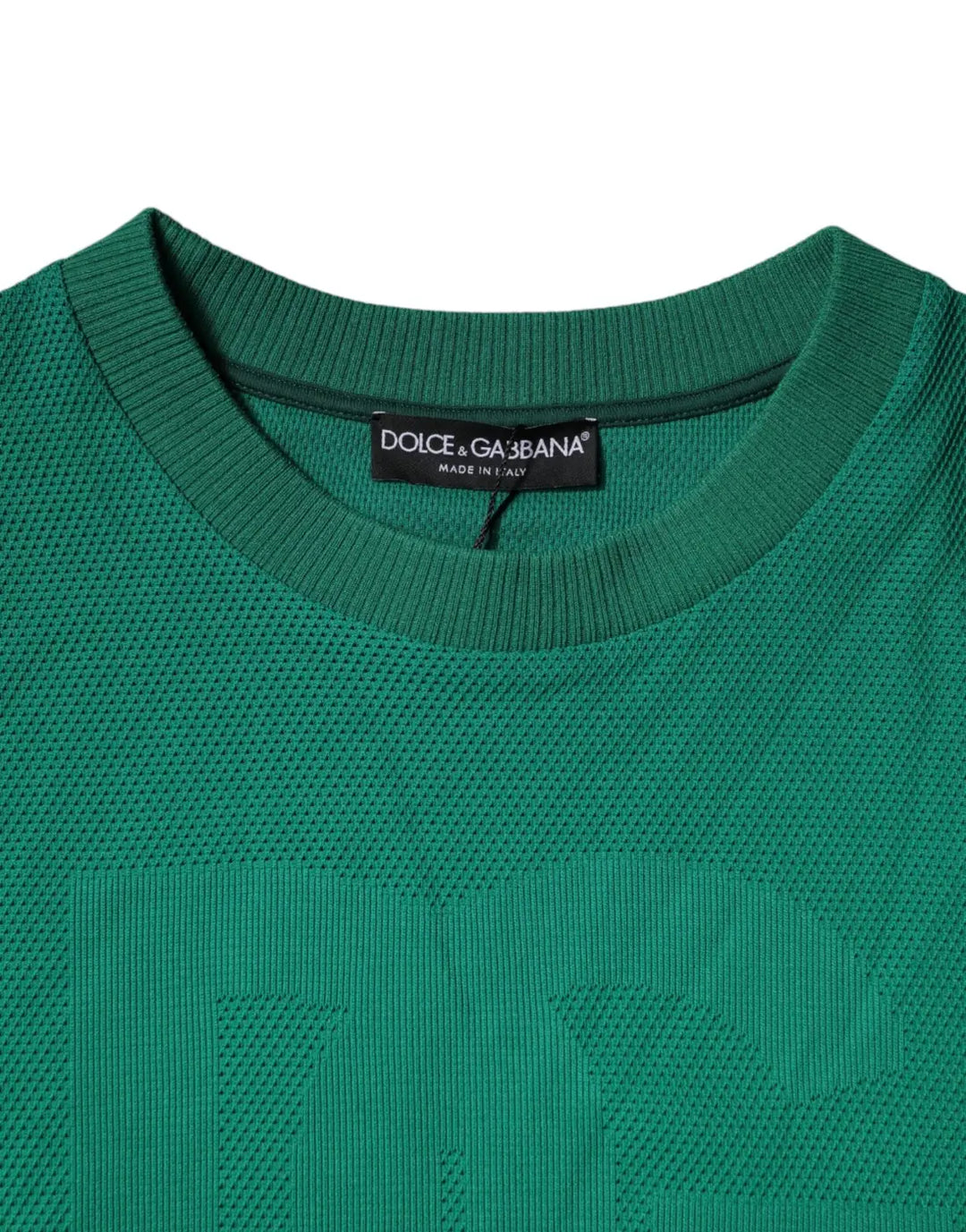 Dolce &amp; Gabbana Green Logo Nylon Crew Neck Pullover Sweater