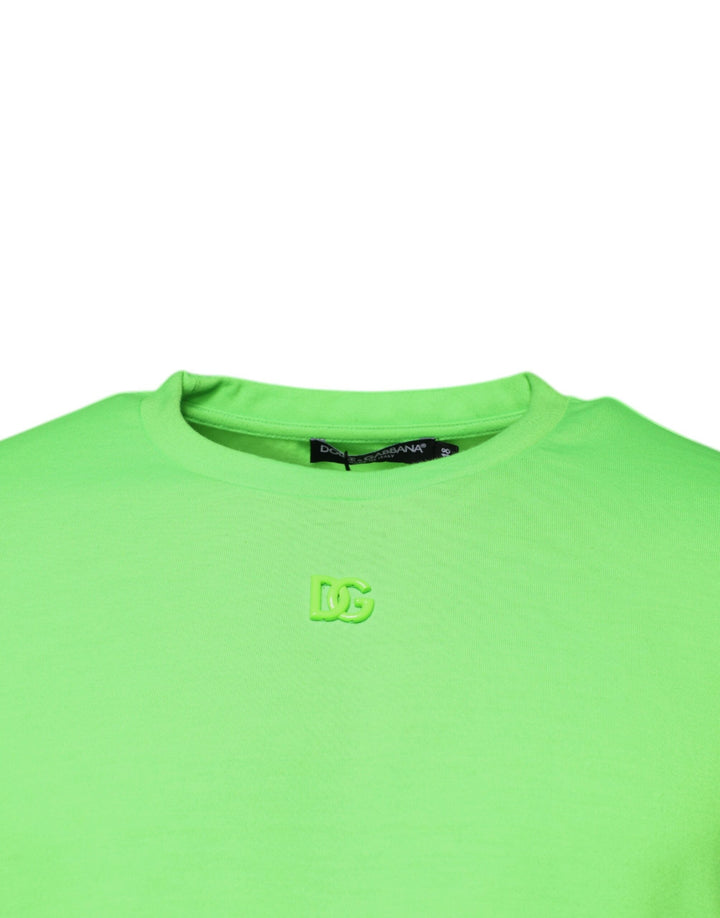 Dolce &amp; Gabbana Green Logo Polyester Crew Neck T-shirt