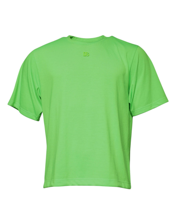 Dolce &amp; Gabbana Green Logo Polyester Crew Neck T-shirt
