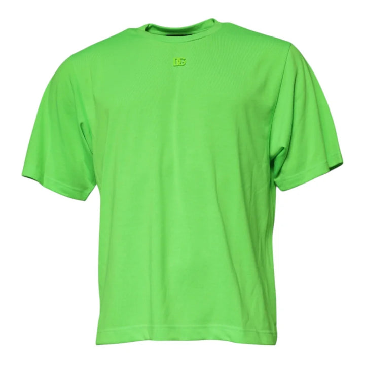 Dolce &amp; Gabbana Green Logo Polyester Crew Neck T-shirt