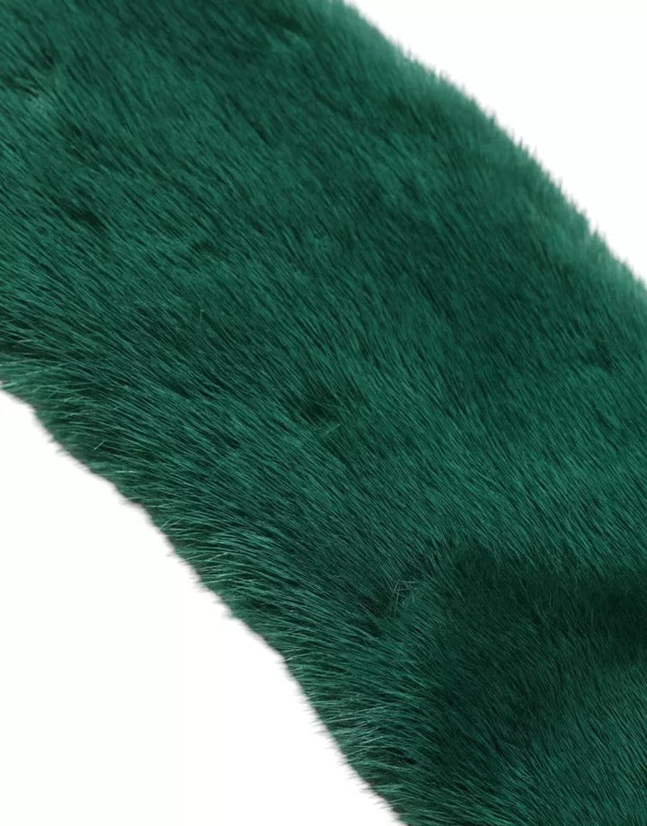Dolce &amp; Gabbana Green Mink Fur Collar Women Neck Wrap Scarf