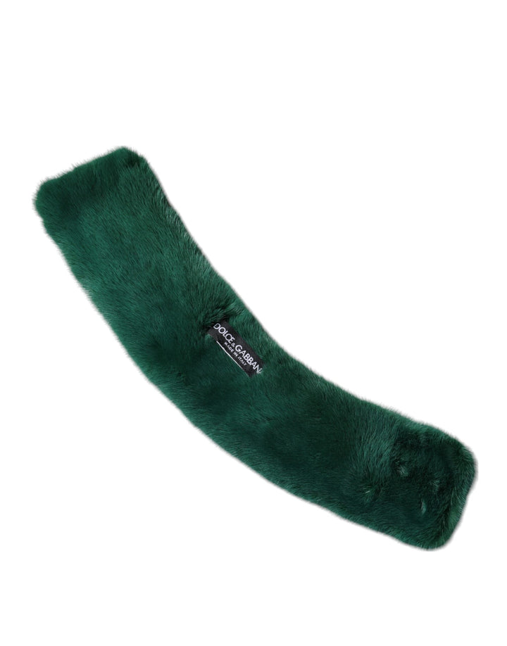 Dolce &amp; Gabbana Green Mink Fur Collar Women Neck Wrap Scarf