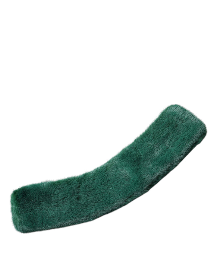 Dolce &amp; Gabbana Green Mink Fur Collar Women Neck Wrap Scarf