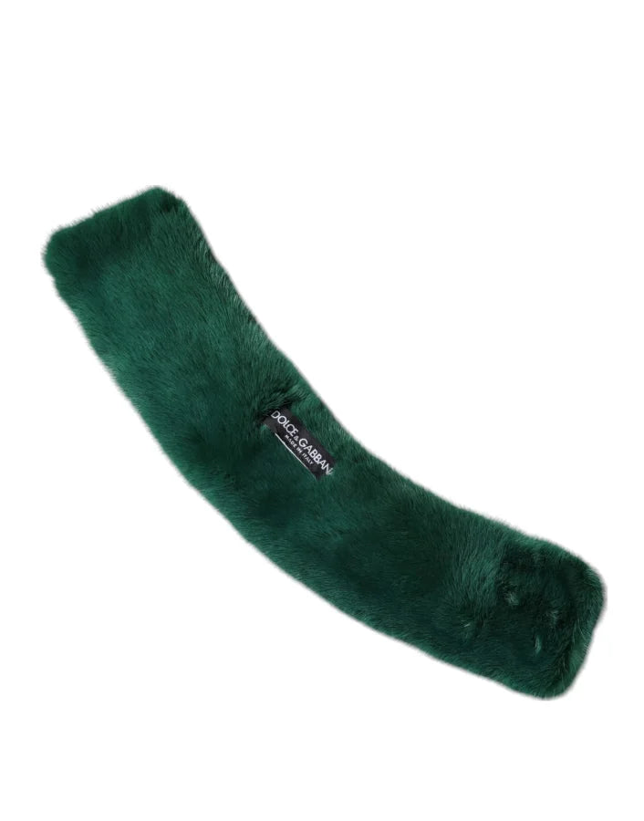 Dolce &amp; Gabbana Green Mink Fur Collar Women Neck Wrap Scarf