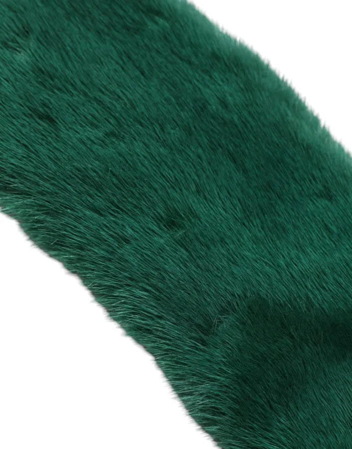 Dolce &amp; Gabbana Green Mink Fur Collar Women Neck Wrap Scarf