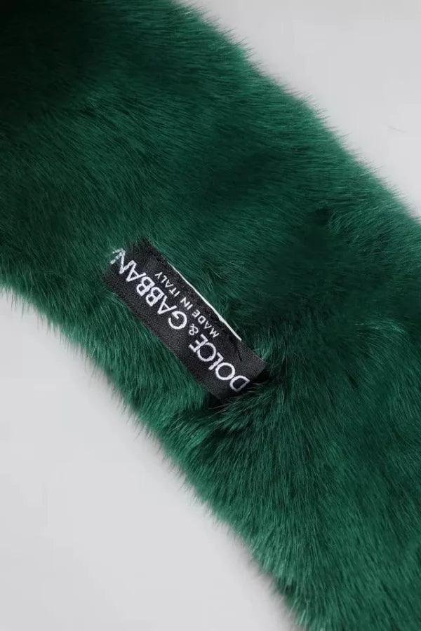 Dolce &amp; Gabbana Green Mink Fur Collar Women Neck Wrap Scarf