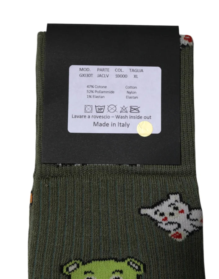 Dolce &amp; Gabbana Green Nylon DG Bear Printed Mid Calf Socks