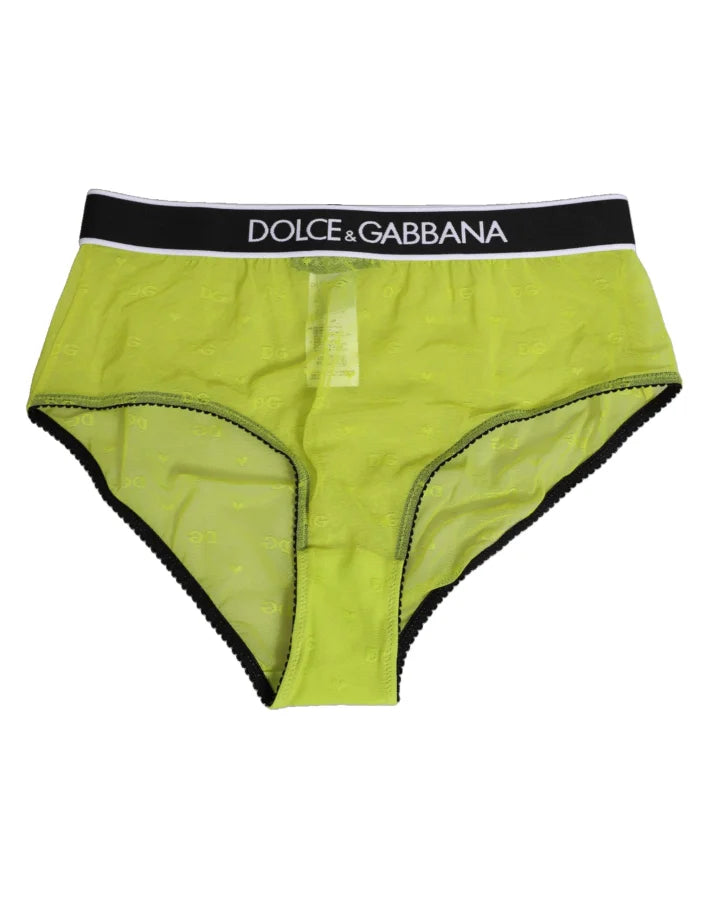 Dolce &amp; Gabbana Green Nylon Logo Waistband Brief Panty Underwear