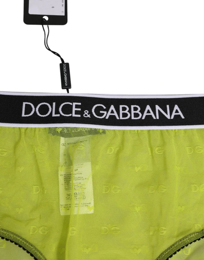 Dolce &amp; Gabbana Green Nylon Logo Waistband Brief Panty Underwear