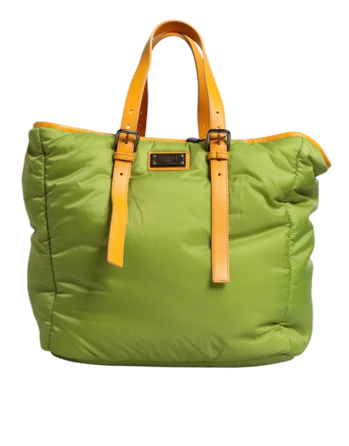 Dolce & Gabbana - Green Nylon Padded Logo Plaque Tote Crossbody Bag