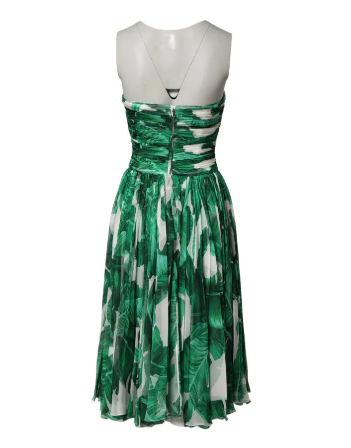 Dolce &amp; Gabbana Green Pineapple Embellished BananaLeaf Dress