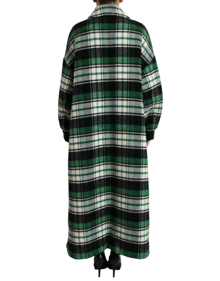 Dolce &amp; Gabbana Green Plaid Long Sleeve Casual Coat Jacket