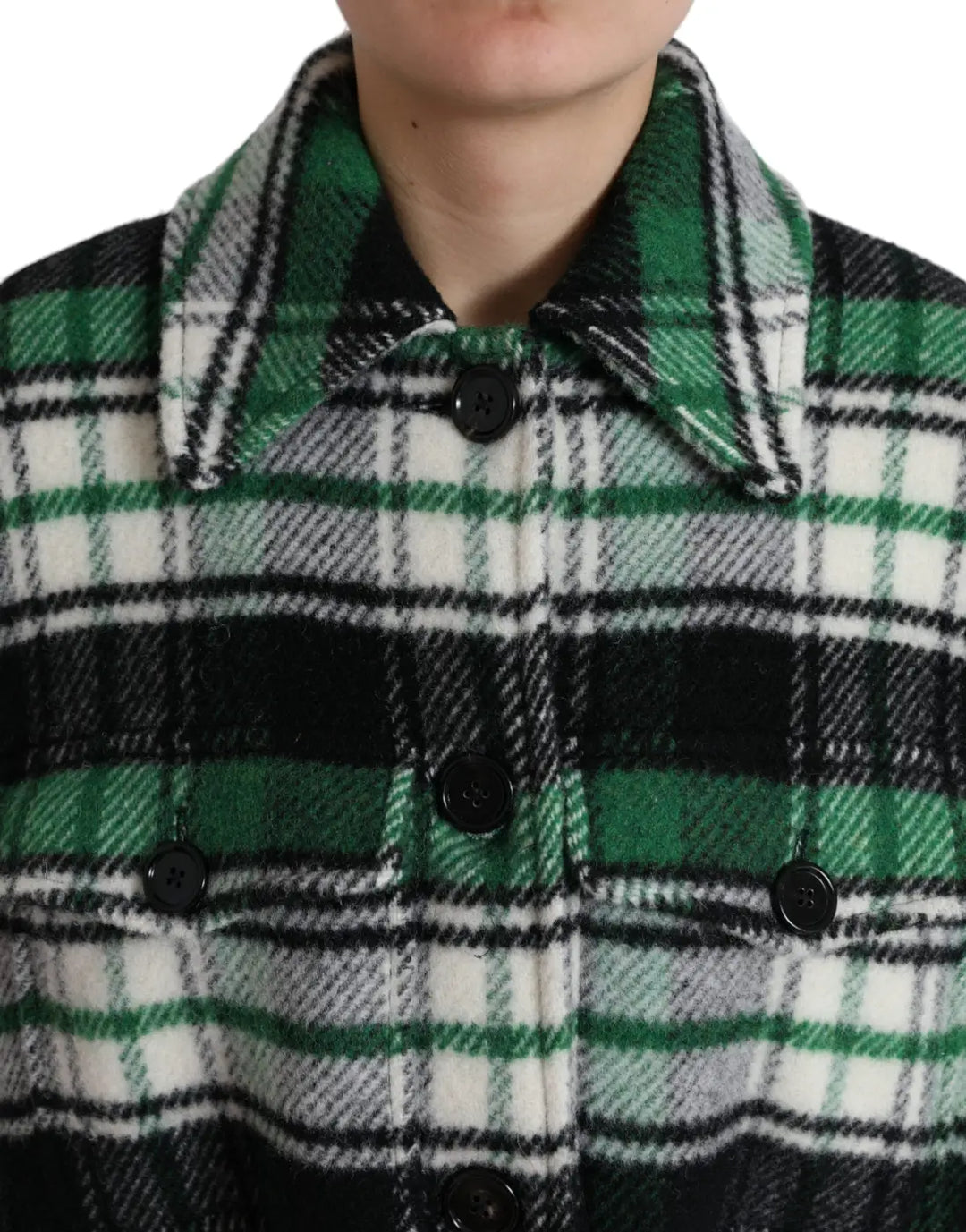 Dolce &amp; Gabbana Green Plaid Long Sleeve Casual Coat Jacket
