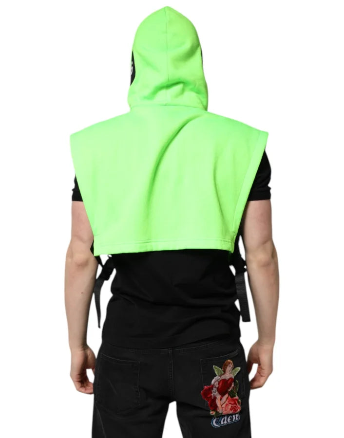 Dolce &amp; Gabbana Green Polyester Hooded Sportswear Vest Sweater