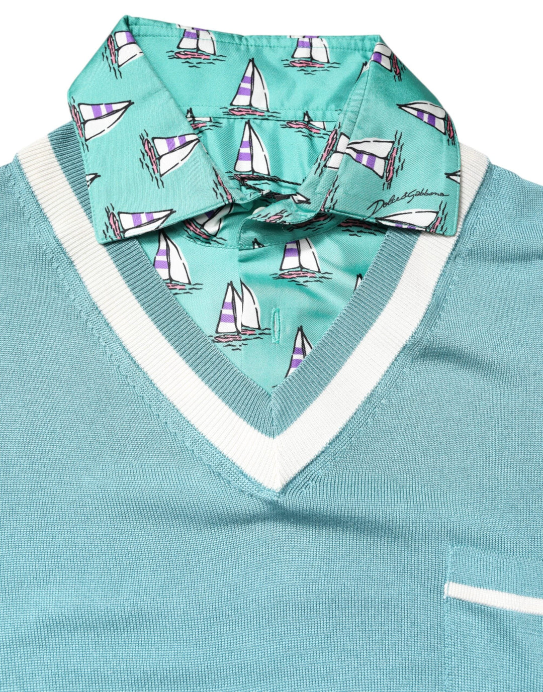 Dolce &amp; Gabbana Green Printed Collared Short Sleeve T-shirt