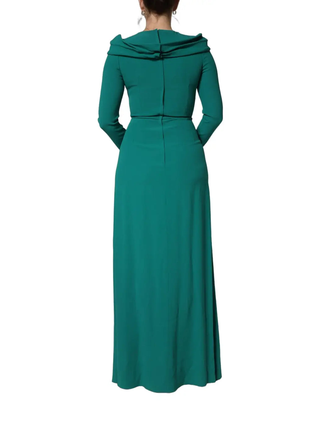 Dolce &amp; Gabbana Green Round Neck Long Sleeves Gown Dress