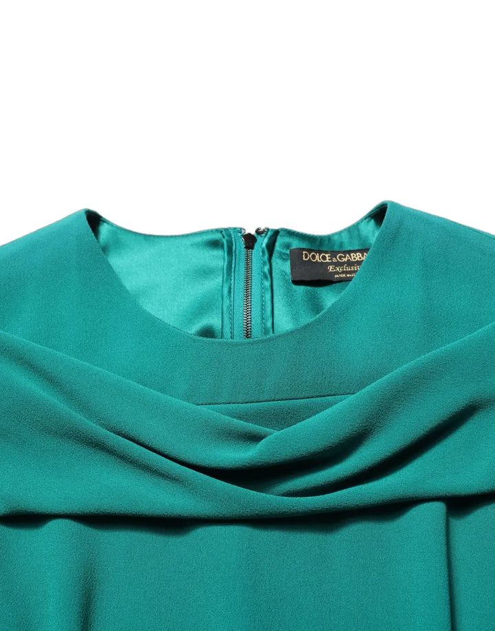 Dolce &amp; Gabbana Green Round Neck Long Sleeves Gown Dress