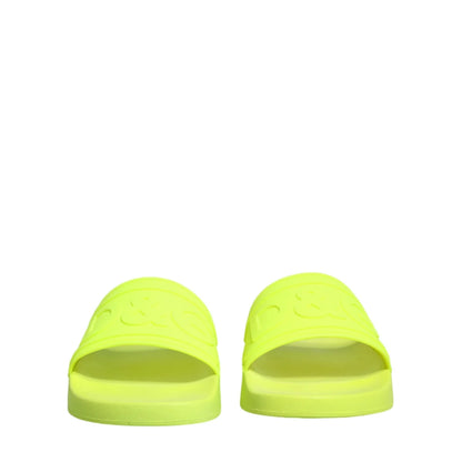 Dolce & Gabbana Green Rubber Slides for Effortless Style and Comfort