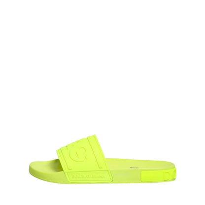 Dolce & Gabbana Green Rubber Slides for Effortless Style and Comfort