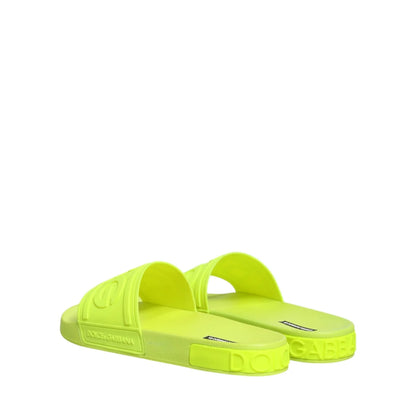 Dolce & Gabbana Green Rubber Slides for Effortless Style and Comfort