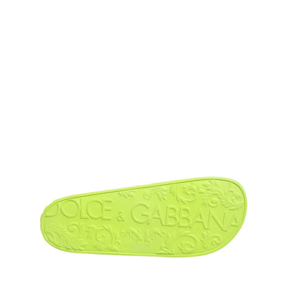 Dolce & Gabbana Green Rubber Slides for Effortless Style and Comfort
