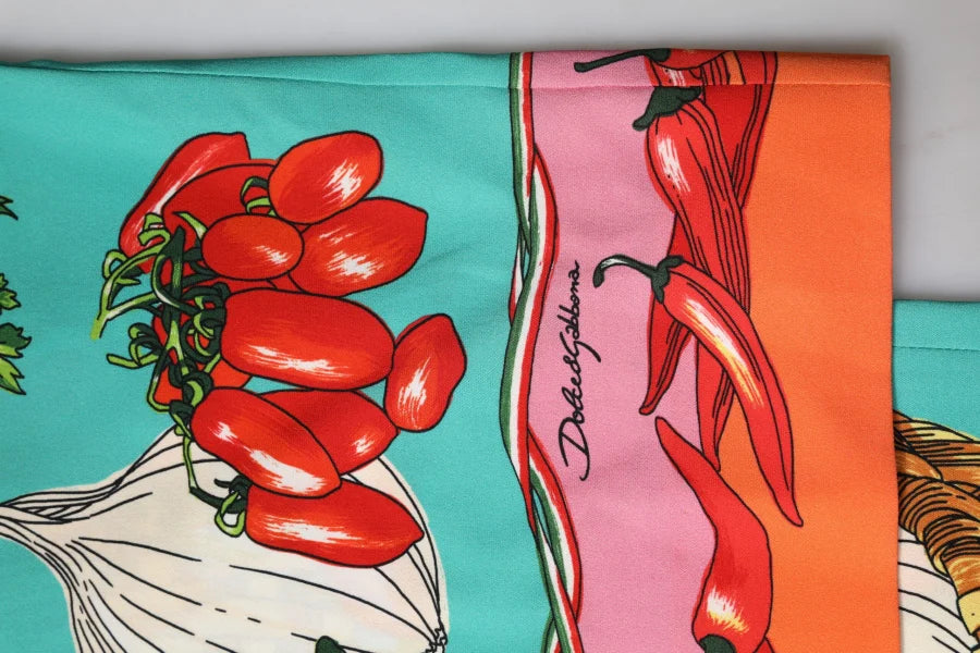 Dolce &amp; Gabbana Green Silk Printed Straight Pants