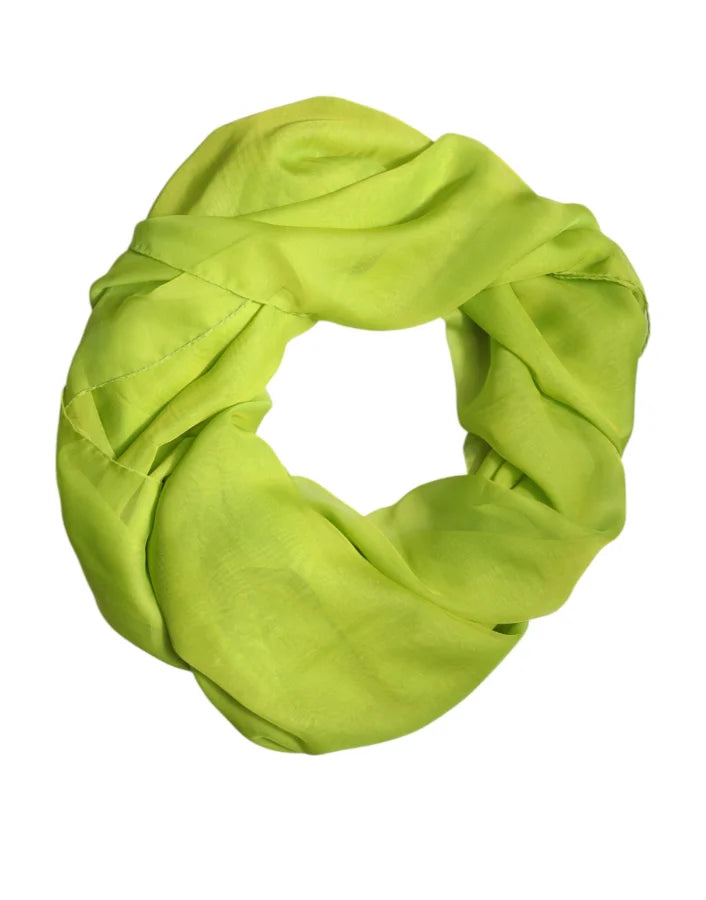 Dolce & Gabbana Green Silk Rectangle Wrap Shawl Neck Warmer Scarf