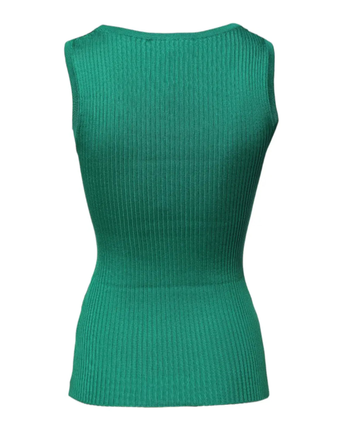 Dolce &amp; Gabbana Green Silk Sleeveless Round Neck Tank Top