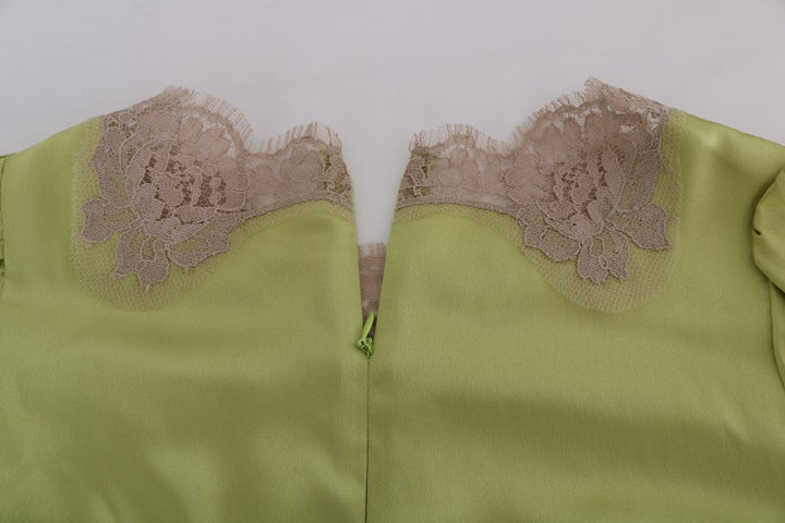 Dolce &amp; Gabbana - Green Silk Stretch Blouse Top