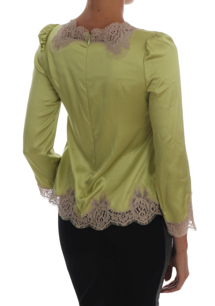 Dolce &amp; Gabbana - Green Silk Stretch Blouse Top