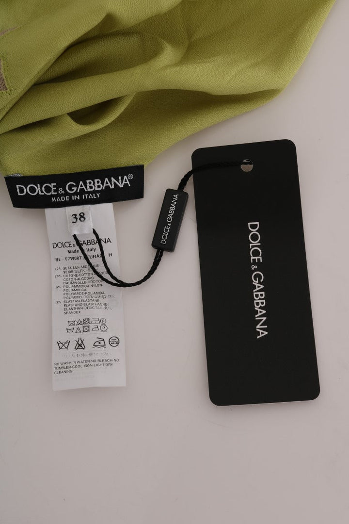 Dolce &amp; Gabbana - Green Silk Stretch Blouse Top