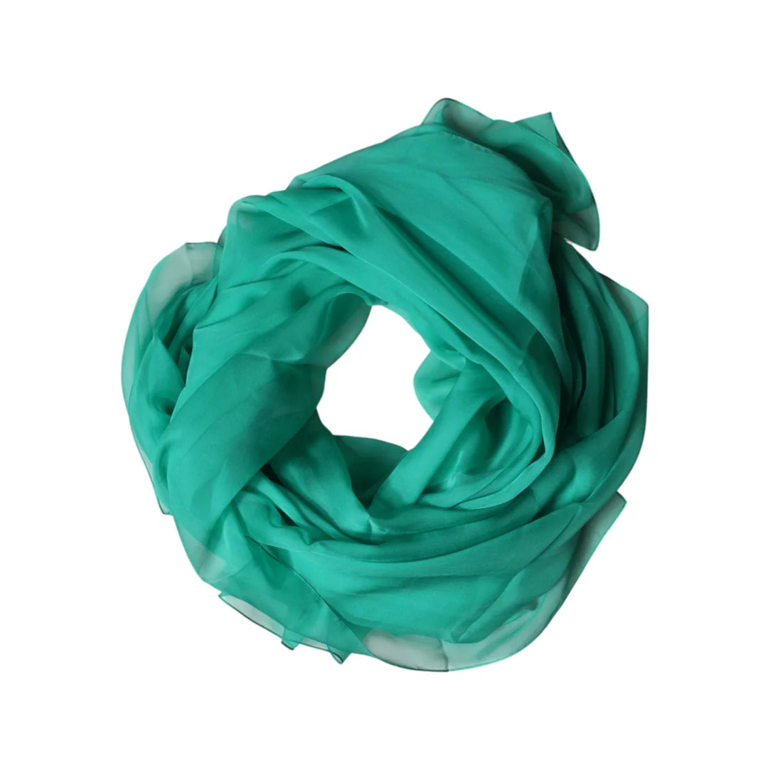 Dolce &amp; Gabbana Green Stole Silk Neck Wrap Shawl Scarf