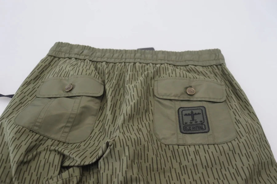Dolce &amp; Gabbana Green Striped Cargo Zipper Leg Men Trouser Pants