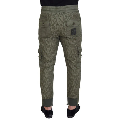 Dolce & Gabbana Green Striped Cargo Zipper Leg Men Trouser Pants