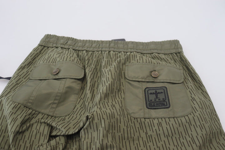 Dolce &amp; Gabbana Green Striped Cargo Zipper Leg Men Trouser Pants